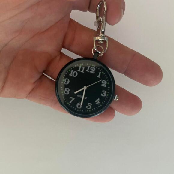 Y2K Black Digital Pocket Watch Keychain Unisex Modern Accessory New - Picture 7 of 7